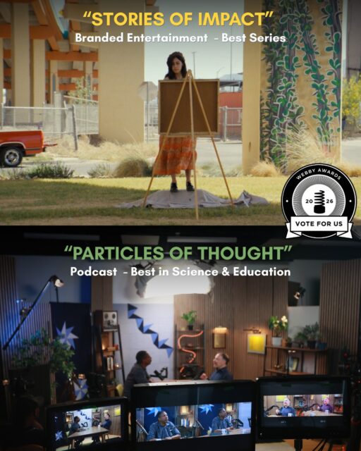 We’re Webby Nominated (Twice)! 🎉

We are incredibly honored to announce that we have two projects in the running for @thewebbyawards this year, and we need your support!

✨ Stories of Impact
Created in collaboration with @simonsfoundation, this series has been nominated in the “Branded Entertainment - Best Series” category. Showcasing the work of the ‘Science, Society, and Culture’ grantees, it tells stories that meld the personal and the scientific.

✨ Particles of Thought
Our collaboration with @wgbh & @novapbs, hosted by Hakeem Oluseyi, is nominated for “Podcast - Best in Science & Education.” After hitting the Top 5 Science Podcasts on Apple, we are thrilled to see this brand-new video and audio podcast recognized on the global stage.

🗳 Cast your vote by April 16th and show your support by clicking the link in our bio!